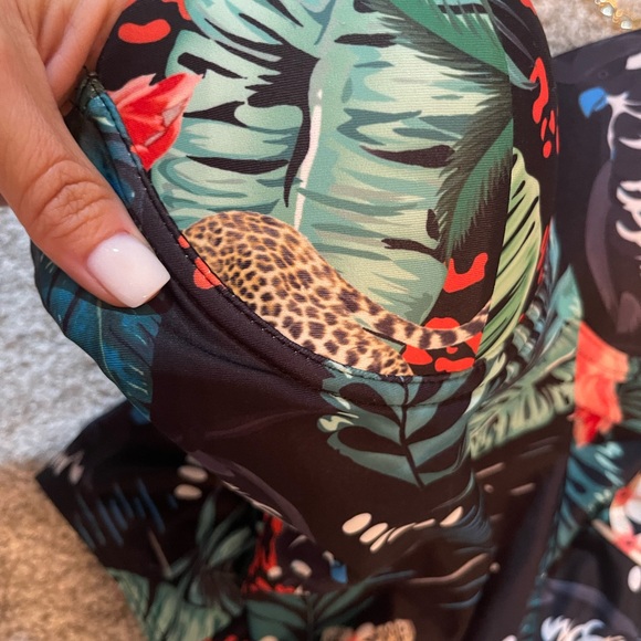 Tropical/Animal Print Swimsuit with Chain Straps - Picture 3 of 6